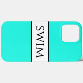 Fun Bright Retro Aqua Mint White Stripes Swim Text Case-Mate iPhone Case (Achterkant (horizontaal))