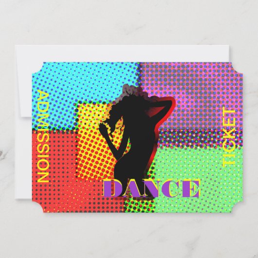 Fun Bright Retro Dance Admission Ticket Kaart (Voorkant)