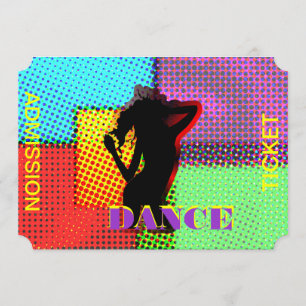Fun Bright Retro Dance Admission Ticket Kaart