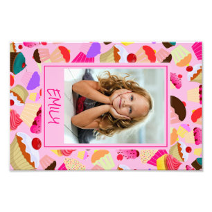 Fun Bright Roze Cupcake - Aangepaste foto Foto Afdruk