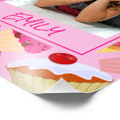 Fun Bright Roze Cupcake - Aangepaste foto Foto Afdruk (Hoek)