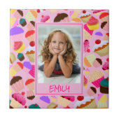 Fun Bright Roze Cupcake - Aangepaste foto Tegeltje (Voorkant)