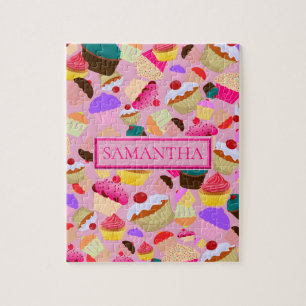 Fun Bright Roze Cupcake - Gepersonaliseerd Legpuzzel