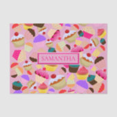 Fun Bright Roze Cupcake - Gepersonaliseerd Tissuepapier (Voorkant)