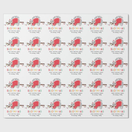 Fun bright Sloth kerstmis Cadeaupapier (Vlak)