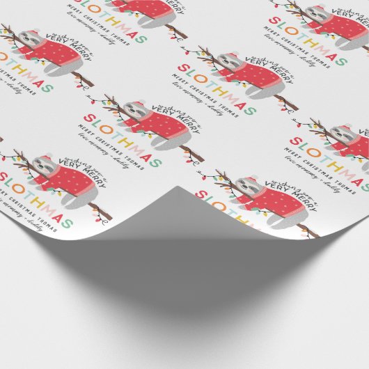 Fun bright Sloth kerstmis Cadeaupapier (Hoek)