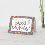 Fun Bright Spots on Blue Daughter-in-law Birthday Kaart<br><div class="desc">Een kleurrijke 'Birthday'-kaart voor een schoondochter met een meerkleurige letters en een helder,  bondig,  vlezig patroon. U kunt het binnenbericht desgewenst wijzigen.</div>