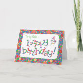 Fun Bright Spots Pattern on Blue Sister Birthday Kaart (Voorkant)
