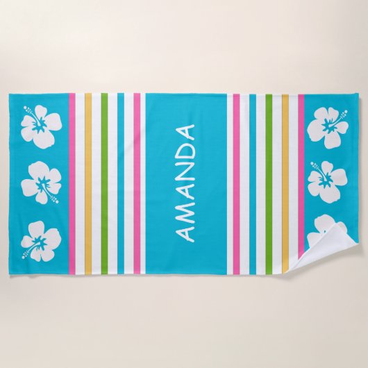Fun Bright Striped Nautical Beach Towel Strandlaken (Voorkant)