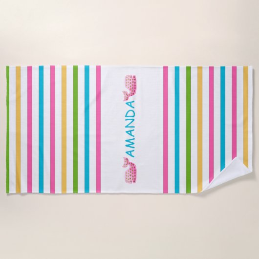 Fun Bright Striped Nautical Beach Towel Strandlaken (Voorkant)