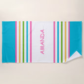 Fun Bright Striped Nautical Beach Towel Strandlaken (Voorkant)