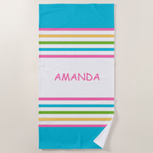 Fun Bright Striped Nautical Beach Towel