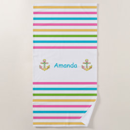 Fun Bright Striped Nautical Beach Towel Strandlaken