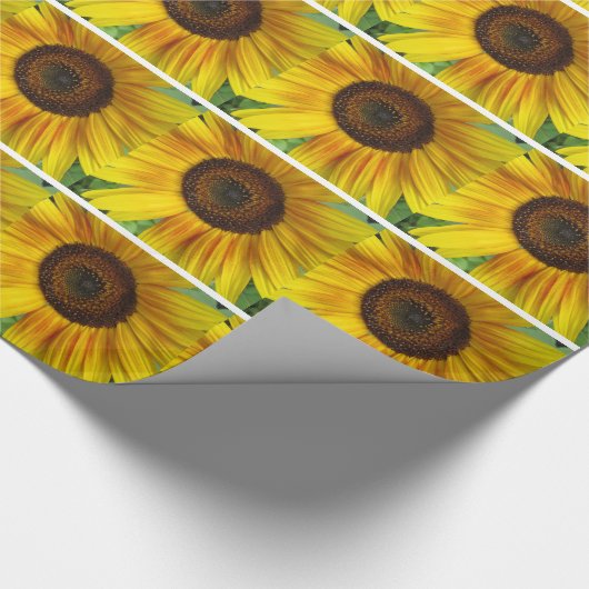 Fun Bright Sunflower Wrapping Paper Cadeaupapier (Hoek)