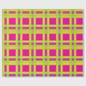 Fun Bright Tartan Plaid Hot Pink Christmas Cadeaupapier (Vlak)