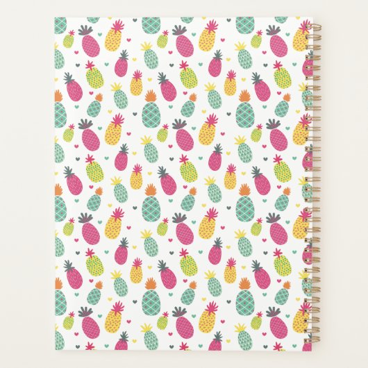 Fun Bright Tropisch anananassepatroon Planner (Achterkant)