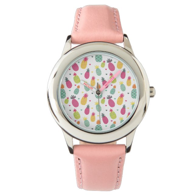 Fun Bright Tropische ananas Horloge (Voorkant)