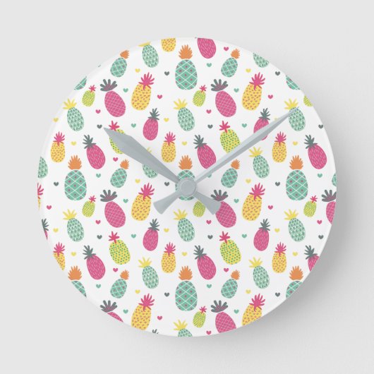 Fun Bright Tropische ananas Ronde Klok (Voorkant)