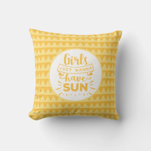 Fun Bright Yellow Summer Girls wil gewoon zon hebb Kussen