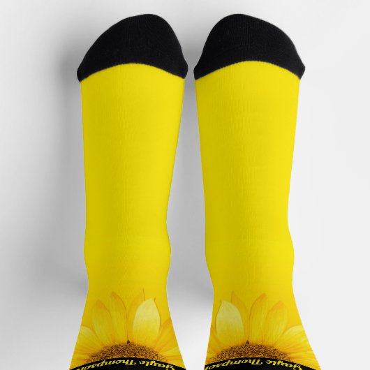 Fun Bright Yellow Sunflower met naam persoonlijk Sokken (Top)