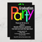 Fun Brights Graduation Party Invitation Kaart (Voorkant / Achterkant)