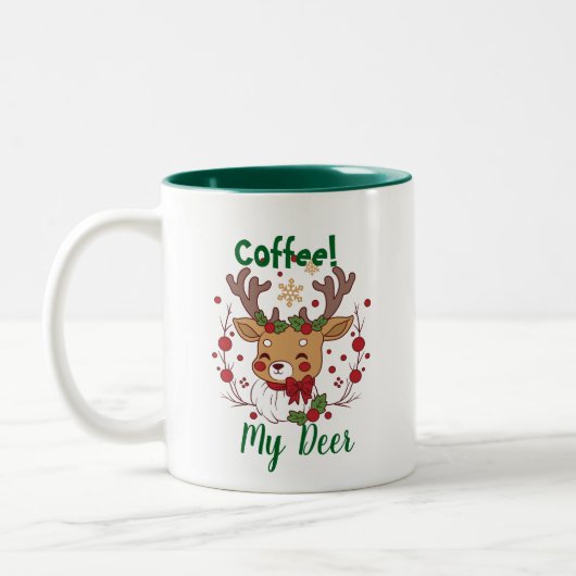 FUN Brown & Green 'My Deer' Kerst Tweekleurige Koffiemok (Links)