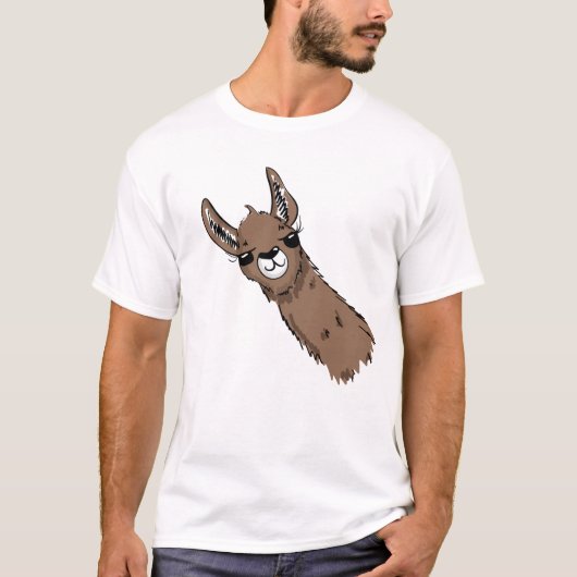 Fun Brown Llama Head T-shirt (Voorkant)