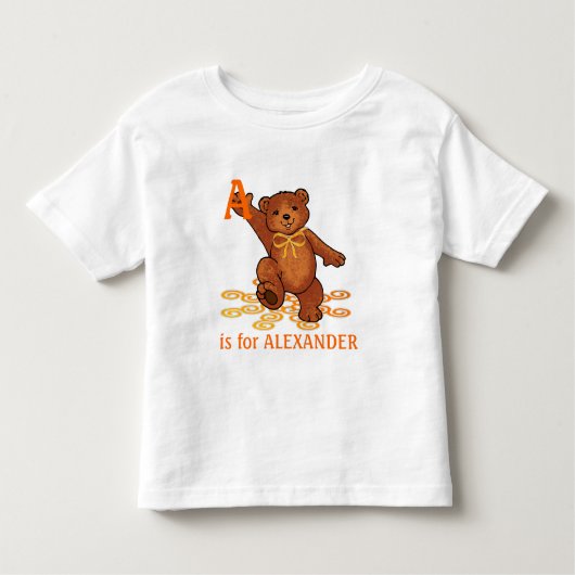 Fun Brown Teddy Bear met Oranje Bow Kinder Shirts (Voorkant)