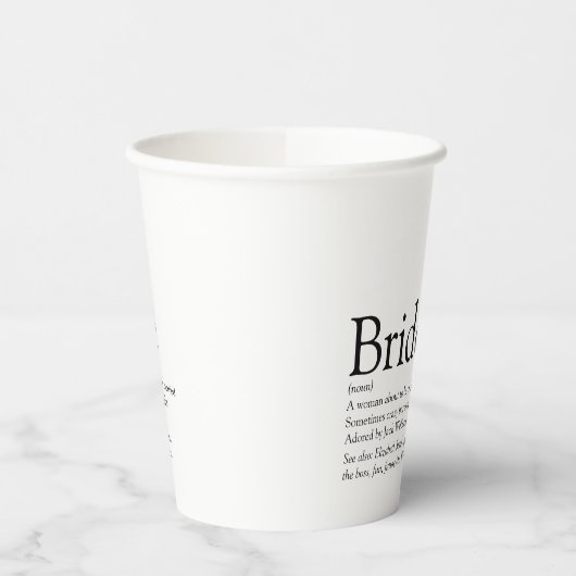 Fun Bruid Definitie Bruiloft Modern Papieren Bekers (Links)