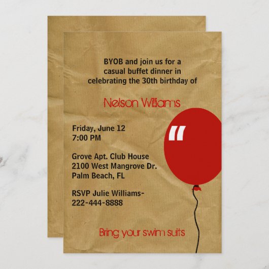 Fun bruin gekreukeld papier uitnodiging van vrijda (Voorkant / Achterkant)