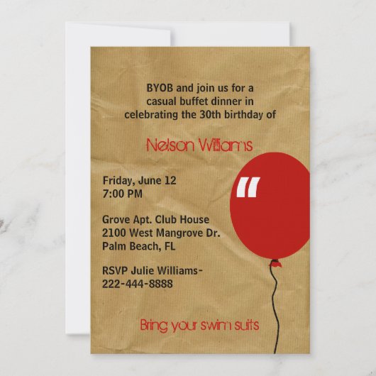 Fun bruin gekreukeld papier uitnodiging van vrijda (Voorkant)