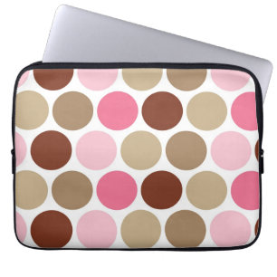 Fun bruine en roze pooldots beschermhoes voor lapt laptop sleeve