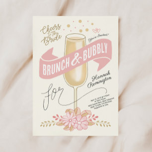 Fun Brunch en Bubble Bridal Shower Invitation Kaart
