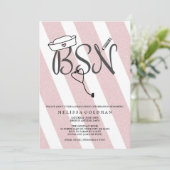 FUN BSN afstuderen nodigt zwarte roze glitter uit Kaart (Staand voorkant)