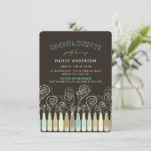 Fun Bubbly Celebrations Bachelorette Party Uitnodi Kaart (Staand voorkant)