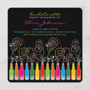 Fun Bubely Celebrations Bachelorette Party Invite Kaart