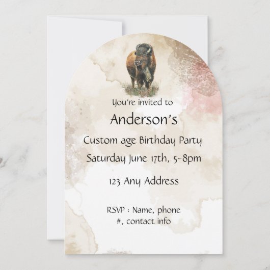 Fun Buffalo Bison Wildlife Animal Park Birthday Kaart (Achterkant)