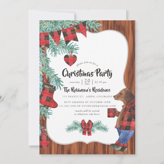 Fun Buffalo Pset Lumberjack Beer kerstfeest Kaart (Voorkant)