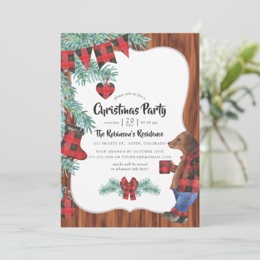 Fun Buffalo Pset Lumberjack Beer kerstfeest Kaart (Staand voorkant)