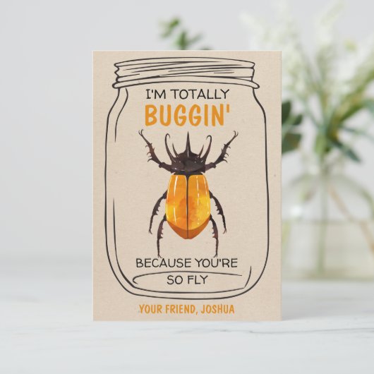 Fun Bug Valentijnsdag Kaart Beatle (Staand voorkant)