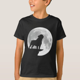 Fun Bulldog Howling Volle Maan Halloween T-shirt