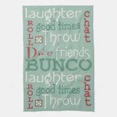 Fun Bunco Dice Friends Holiday Green & Red Theedoek (Verticaal)