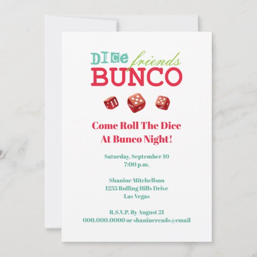 Fun Bunco Subway Art Girls Night Out Party Invitat Kaart (Achterkant)