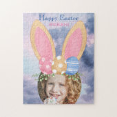 Fun Bunny Ears Custom Name & Photo Easter Gift Legpuzzel (Verticaal)