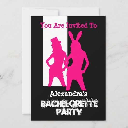 Fun bunny girl gepersonaliseerde bachelorette part kaart (Voorkant)