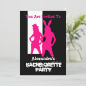 Fun bunny girl gepersonaliseerde bachelorette part kaart (Staand voorkant)