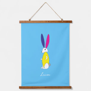 Fun Bunny Wall Art Nursery Kinder naam Hangend Wandkleed