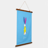 Fun Bunny Wall Art Nursery Kinder  naam Hangend Wandkleed (Gebogen)
