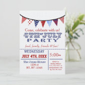 Fun Bunting Julth Holiday Partij Uitnodiging (Staand voorkant)