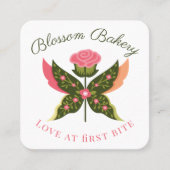 Fun Butterfly Blossom Floral Garden Bakery Vierkante Visitekaartje (Voorkant)